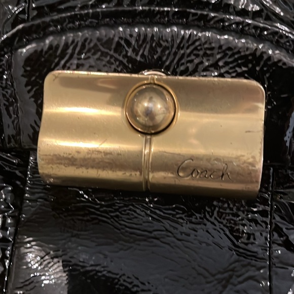 COACH KRISTIN Black Patent Leather Hobo Shoulder Bag Handbag Purse 16013. - Picture 4 of 9